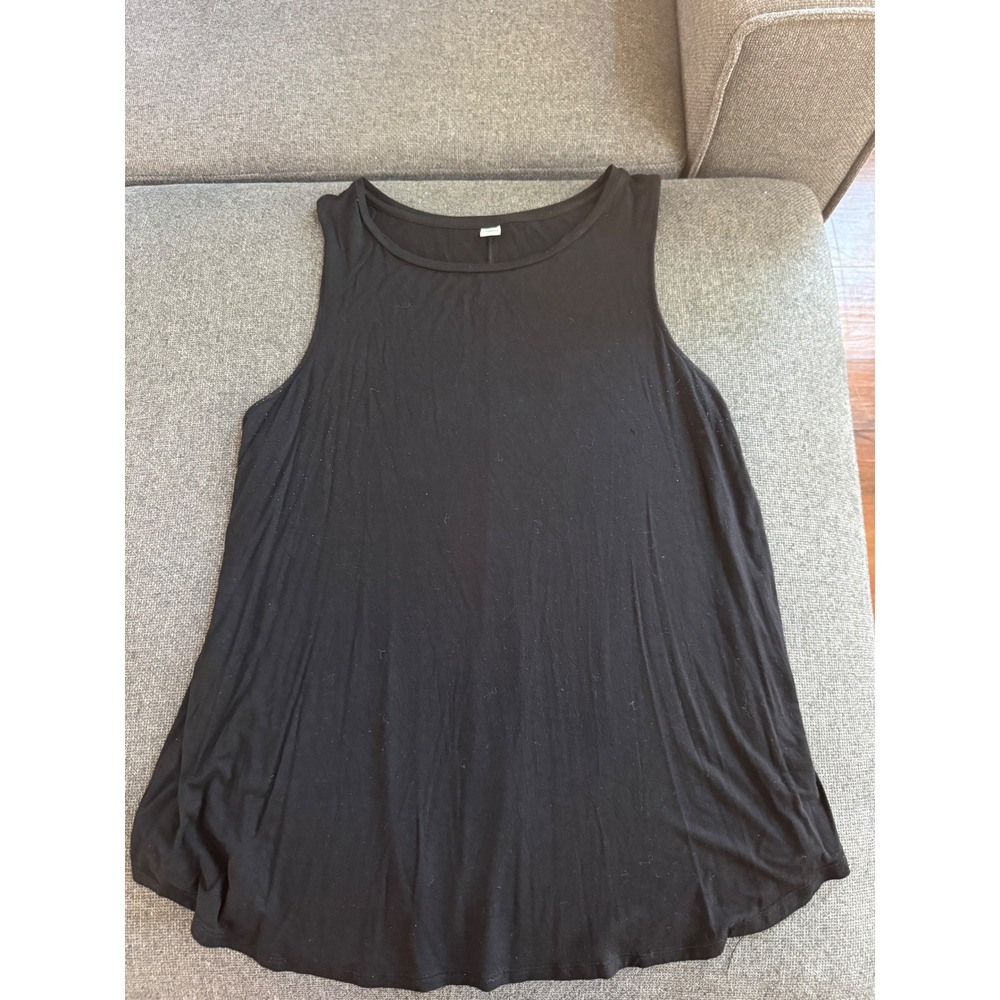 Old Navy Womens Sleeveless Swing Tank Top Black Scoop Neck Flowy Jersey XL